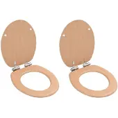 vidaXL lot de 2 Sièges WC MDF couvercle à fermeture en douceur Bambou