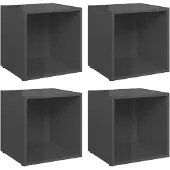 vidaXL Armoires TV 4 pcs. Gris brillant 37x35x37 cm Bois composite