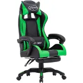 vidaXL Chaise de jeu avec repose-pieds Vert et noir Similicuir