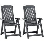 vidaXL Chaises de jardin réglables 2 pcs. Plastique Anthracite