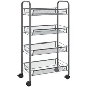 vidaXL Chariot de cuisine 4 plateaux Gris 46x26x85 cm Fer