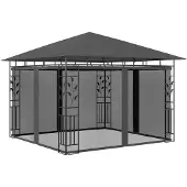 vidaXL Pavillon avec moustiquaire 3x3x2,73 m Anthracite 180 g/m