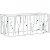 vidaXL Table basse 110x45x45 cm acier inoxydable et verre
