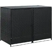 vidaXL Box pour poubelles 2 tonnes Poly rotin noir 148x80x111 cm