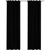 vidaXL Rideaux occultants aspect lin avec crochets 2pcs Noir 140x245cm