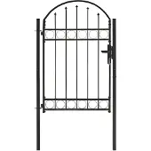 vidaXL Portail de clôture avec partie supérieure arquée en acier 104 x 150 cm Noir