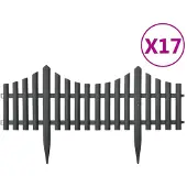 vidaXL Bordure de pelouse 17 pcs. Anthracite 10 m PP