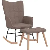 vidaXL Chaise à bascule avec tabouret Taupe Tissu