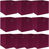 vidaXL Boîtes de rangement 10 pcs. Rouge foncé 32x32x32 cm Tissu