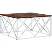 vidaXL Table basse en acier inoxydable et vieux bois massif