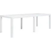 vidaXL Table de jardin blanche 220x90x72 cm plastique aspect rotin