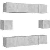 vidaXL Ensemble de 6 meubles TV en bois gris béton
