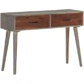 vidaXL Table console Gris 110x35x75 cm Bois de manguier massif brut