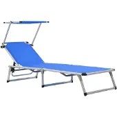 vidaXL Bain de soleil pliable Bleu Aluminium et Textilène