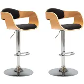 vidaXL Tabouret de bar 2 pcs. noir bois courbé et similicuir