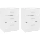 vidaXL Tables de chevet 2 pcs Blanc 38x35x56 cm Bois d'ingénierie