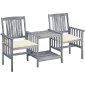 vidaXL Chaises de jardin avec table de thé et coussins en bois massif d'acacia