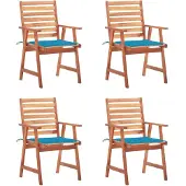 vidaXL Garten-Essstühle 4 Stk. mit Kissen Massivholz Akazie