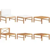 vidaXL Ensemble de salon de jardin 3 pièces avec coussins crème en teck
