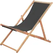 vidaXL Chaise de plage pliante Tissu et bois massif Gris