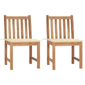 vidaXL Chaises de jardin 2 pcs. avec coussins teck massif