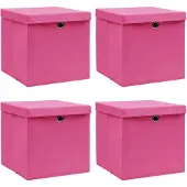 vidaXL Boîtes de rangement avec couvercles 4 pcs. Rose 32x32x32 cm Tissu