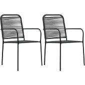 vidaXL Chaises de jardin 2 pcs. Corde de coton et acier Noir
