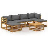 vidaXL Ensemble de salon de jardin 7 pièces avec coussins en bois massif d'acacia