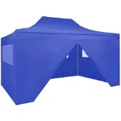 vidaXL -Partyzelt mit 4 Seitenwänden faltbar 3x4 m Stahlblau