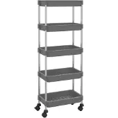 vidaXL Chariot de cuisine 5 étagères Gris 42x29x128 cm Fer et ABS