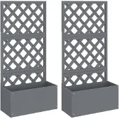 vidaXL Jardinières en treillis 2 pcs Gris 65x33x135 cm WPC