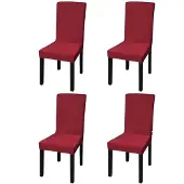vidaXL Housse de chaise droite extensible 4 pcs Bordeaux