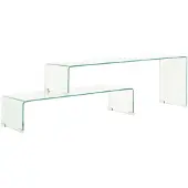 vidaXL Ensemble de 2 tables basses 90x30x20/110x30x40 cm verre trempé