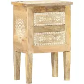 vidaXL Table de chevet peinte à la main 40x30x60 cm Bois de manguier