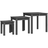 vidaXL Tables gigognes 3 pcs Gris Bois de pin massif