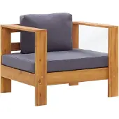 vidaXL Chaise de jardin avec coussins gris foncé acacia massif