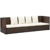 vidaXL Canapé-lit de jardin avec coussins Poly rotin brun