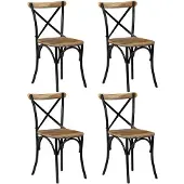 vidaXL Chaises de salle à manger 4 pcs. noir mangue massif