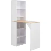 vidaXL Table de bar avec armoire blanc 115x59x200 cm