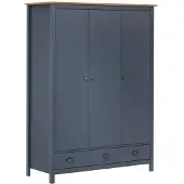 vidaXL Armoire avec 3 portes Hill Gris 127x50x170 cm en pin