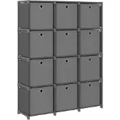 vidaXL Étagère à 12 cubes avec boîtes Gris 103x30x141 cm Tissu