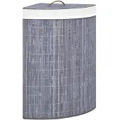 vidaXL Panier à linge d'angle Bambou Gris 60 L