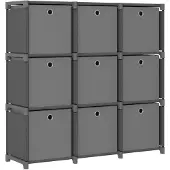 vidaXL Étagère à 9 cubes avec boîtes Gris 103x30x107,5 cm Tissu