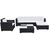 vidaXL Ensemble canapé de jardin 17 pièces poly rotin noir