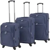 vidaXL Ensemble de 3 valises souples trolley bleu marine