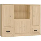 vidaXL Highboards 3 pcs. chêne Sonoma bois composite