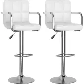 vidaXL Tabouret de bar 2 pcs. Blanc Similicuir