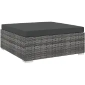 vidaXL Tabouret modulaire 1 pc + coussins Poly rotin gris