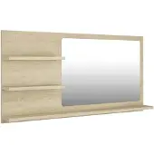 vidaXL Miroir de salle de bain "Friedensau" en panneau de particules, acrylique en chêne Sonoma. Dimensions (L/H/P) 90x45x10 cm
