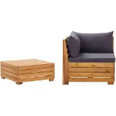 vidaXL Ensemble de salon de jardin 2 pièces avec coussins en bois massif d'acacia